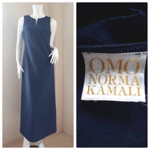 Vintage Omo Norma Kamali Cotton Navy blue Dress Size 11 Medium
