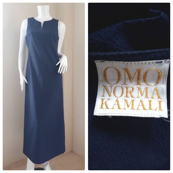 Vintage Omo Norma Kamali Cotton Navy blue Dress Size 11 Medium