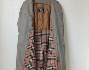 Vintage BURBERRYS gabardina caqui con forro de lana extraíble / talla L gabardina para hombre