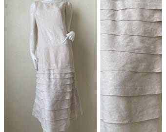 Vintage  TABASA PARIS Rayon and numb Dress // Summer dress / Size 34 ( XS )