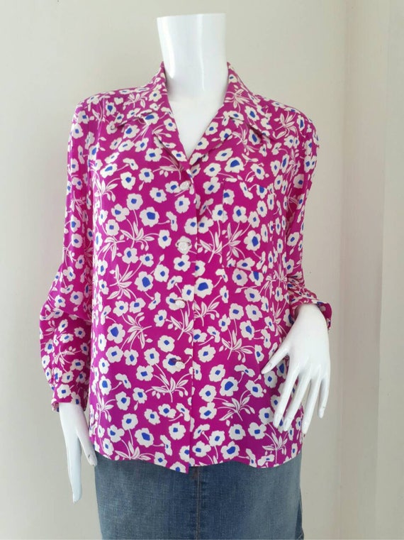 Vintage Valentino Floral Sik Bouse, Designer vint… - image 4