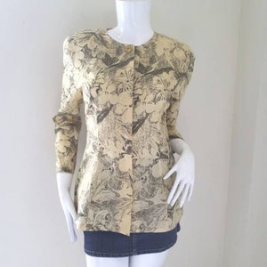 VINTAGE Cacharel Leinen Druck Shirt Größe S - M.