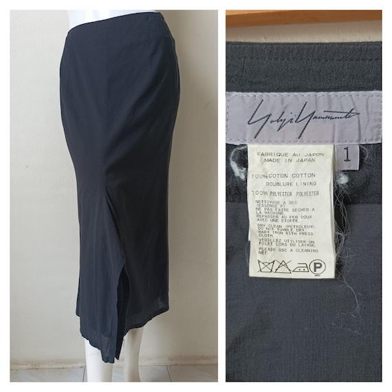 Yohji Yamamoto Black Skirt - Vintage 80s Midi Skirt / Designer