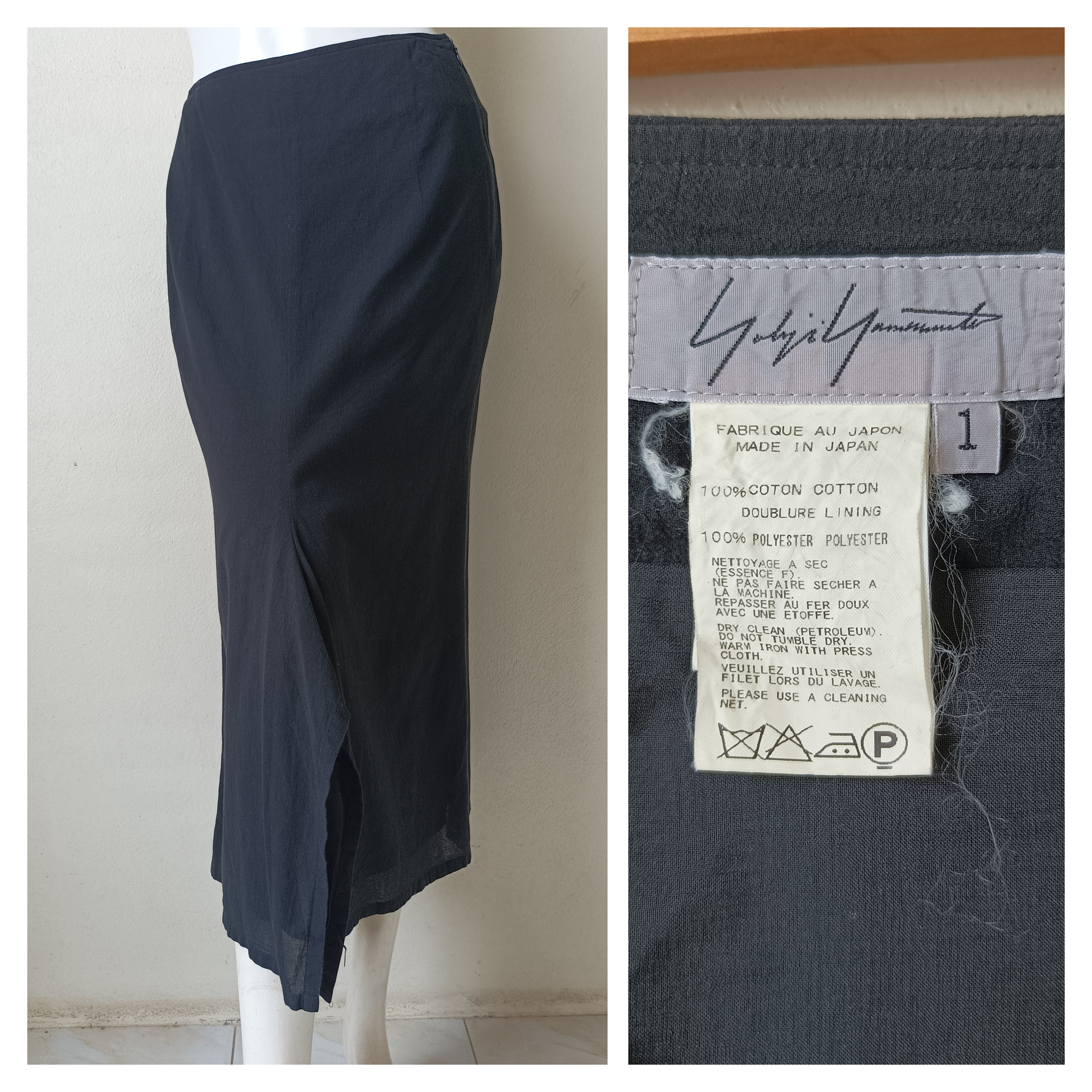 Yohji Yamamoto 80sヴィンテージ　モードなスカート Yohji Yamamoto Black Skirt - Vintage 80s Midi Skirt