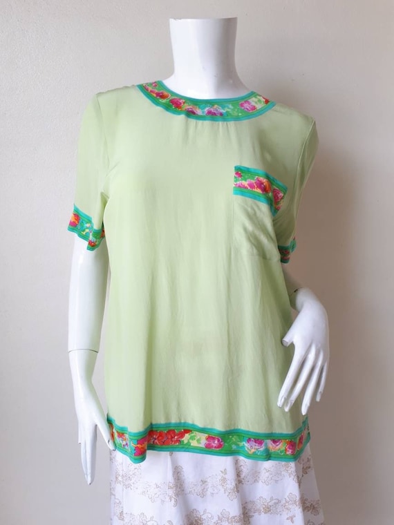 Sale! Vintage 80s LEONARD PARIS Floral Top/ Bright
