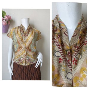Vintage Baumwolle Bluse / Größe 9AR passt S-M