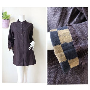 Vintage indigo cotton kasuri Long top Size F