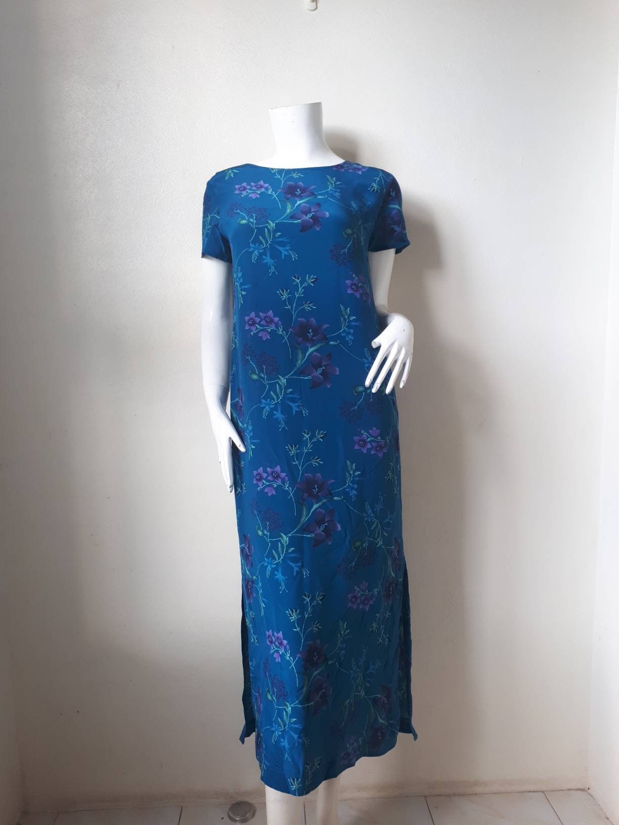 Laura Ashley Maxi Dress. Silk Floral Print Dress Size S - Etsy