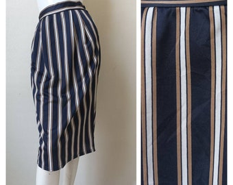 Vintage  Striped Pencil Skirt /  Small waist 24" -30"