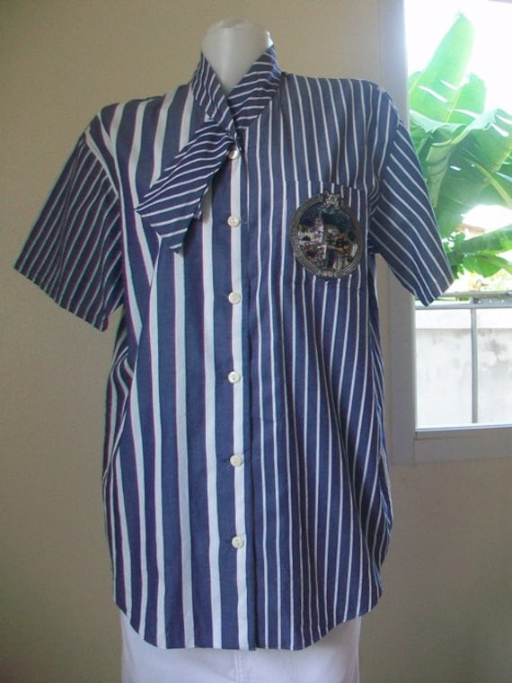 RARE Vintage Kansai Yamamoto 70s 80s Stripe shirt… - image 3