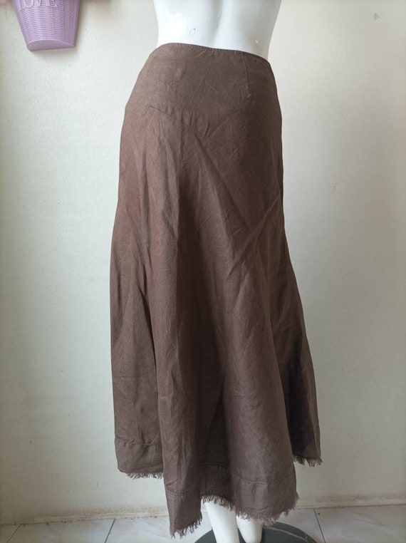 Vintage Eddie Bauer A Skirt / Brown Linen Skirt S… - image 8