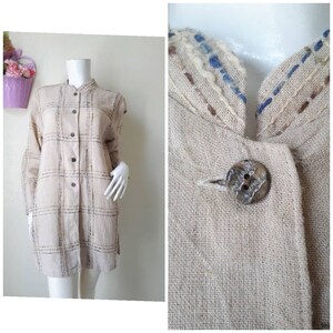Vintage Woven Jacket // Woven Blazer Size Medium
