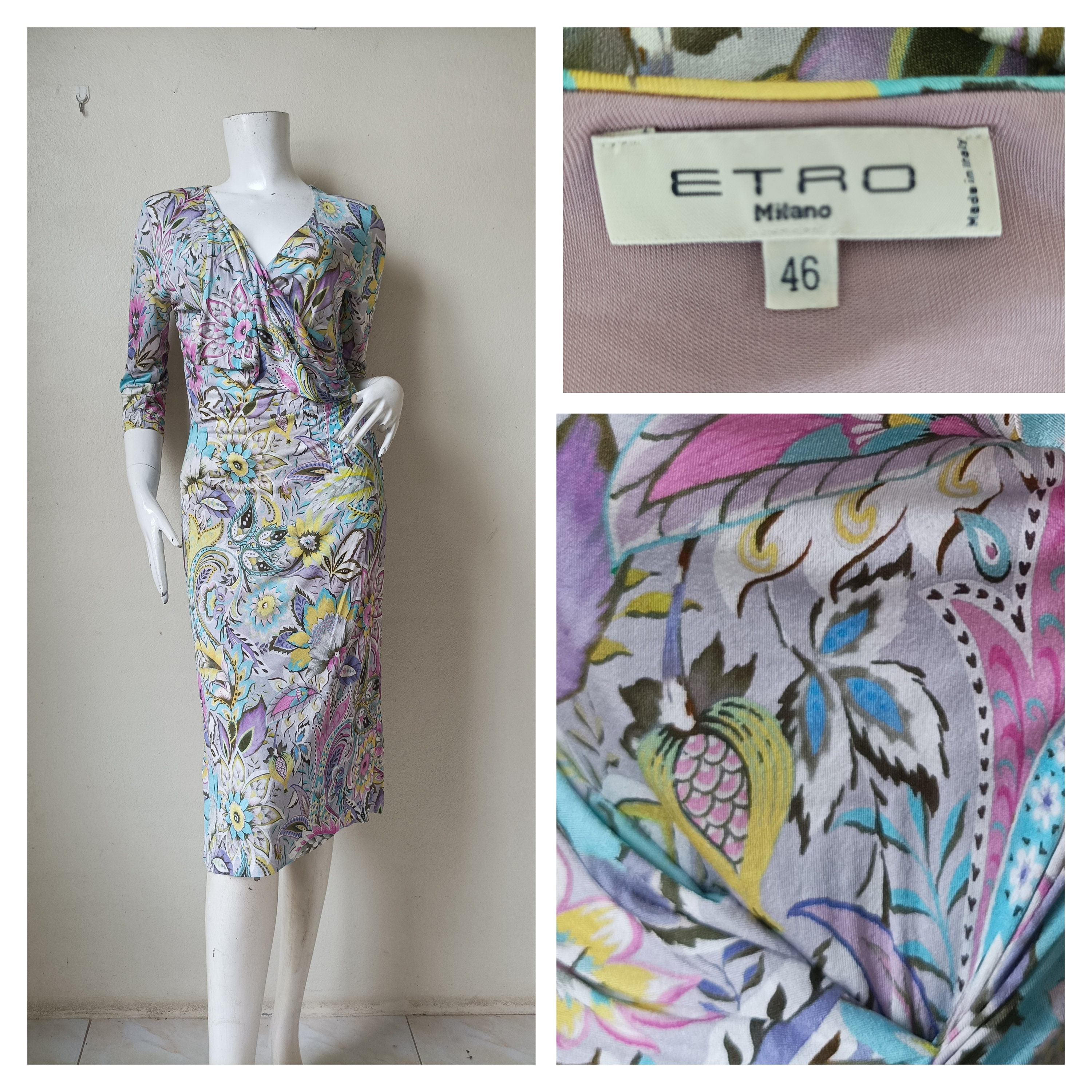 Vintage ETRO Jersey Dress ~Made in Italy Designer Dress 46
