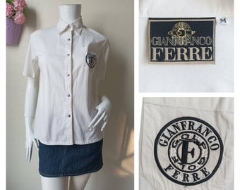 Rare vintage 90's Gianfranco Ferre blouse Cotton shirt Italy Size M