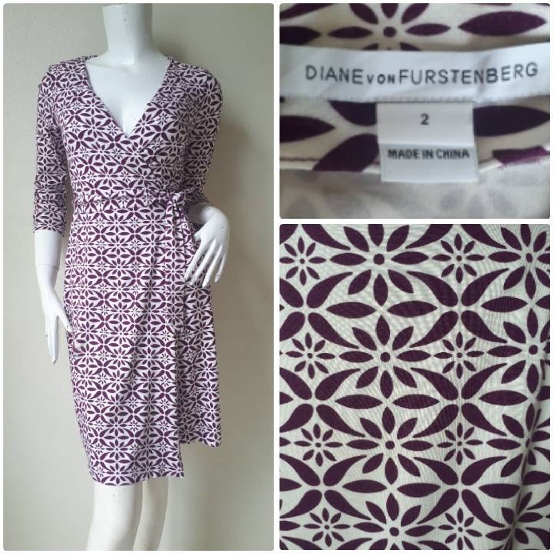 Diane Von Furstenberg Geometric Print Wrap Dress Size 2 - Etsy Diane Von Furstenberg Geometric Print Wrap Dress Size 2 - Etsy