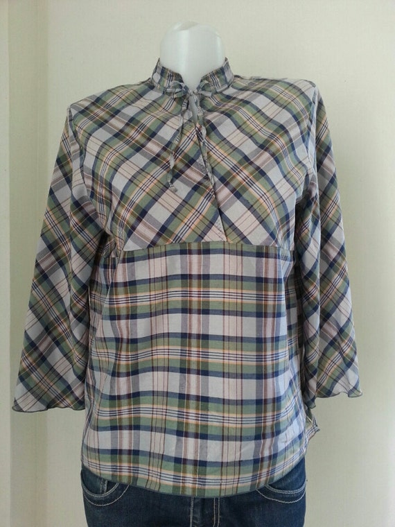 Thomas Burberry Silk Plaid Shirt Size Large. - image 3