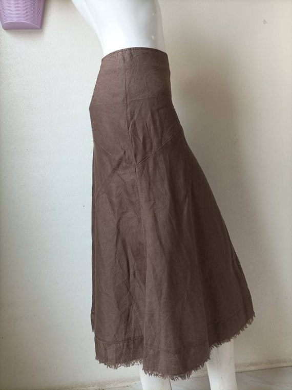 Vintage Eddie Bauer A Skirt / Brown Linen Skirt S… - image 6
