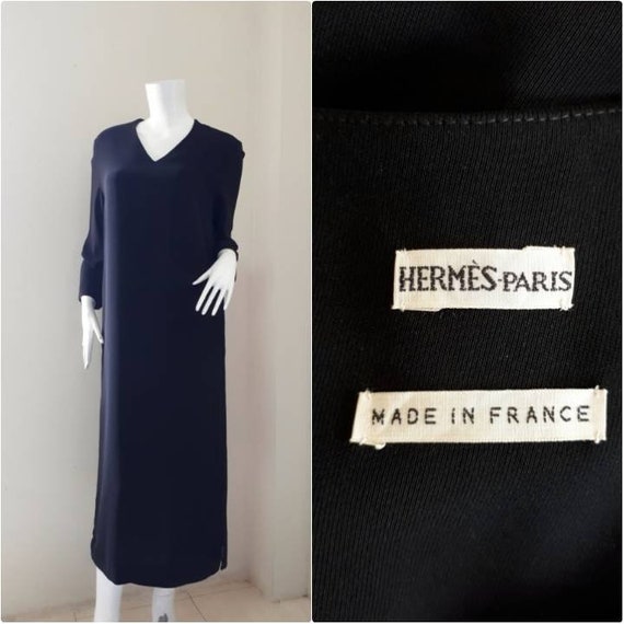 Vintage Hermes Black Zipper Dress Size 42