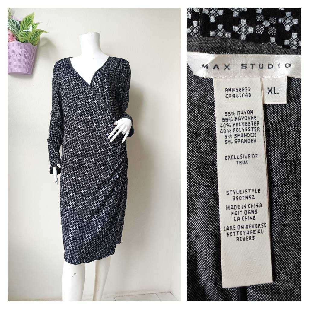 Vintage 90s Max Studio Strechy Dress Size XL Etsy UK