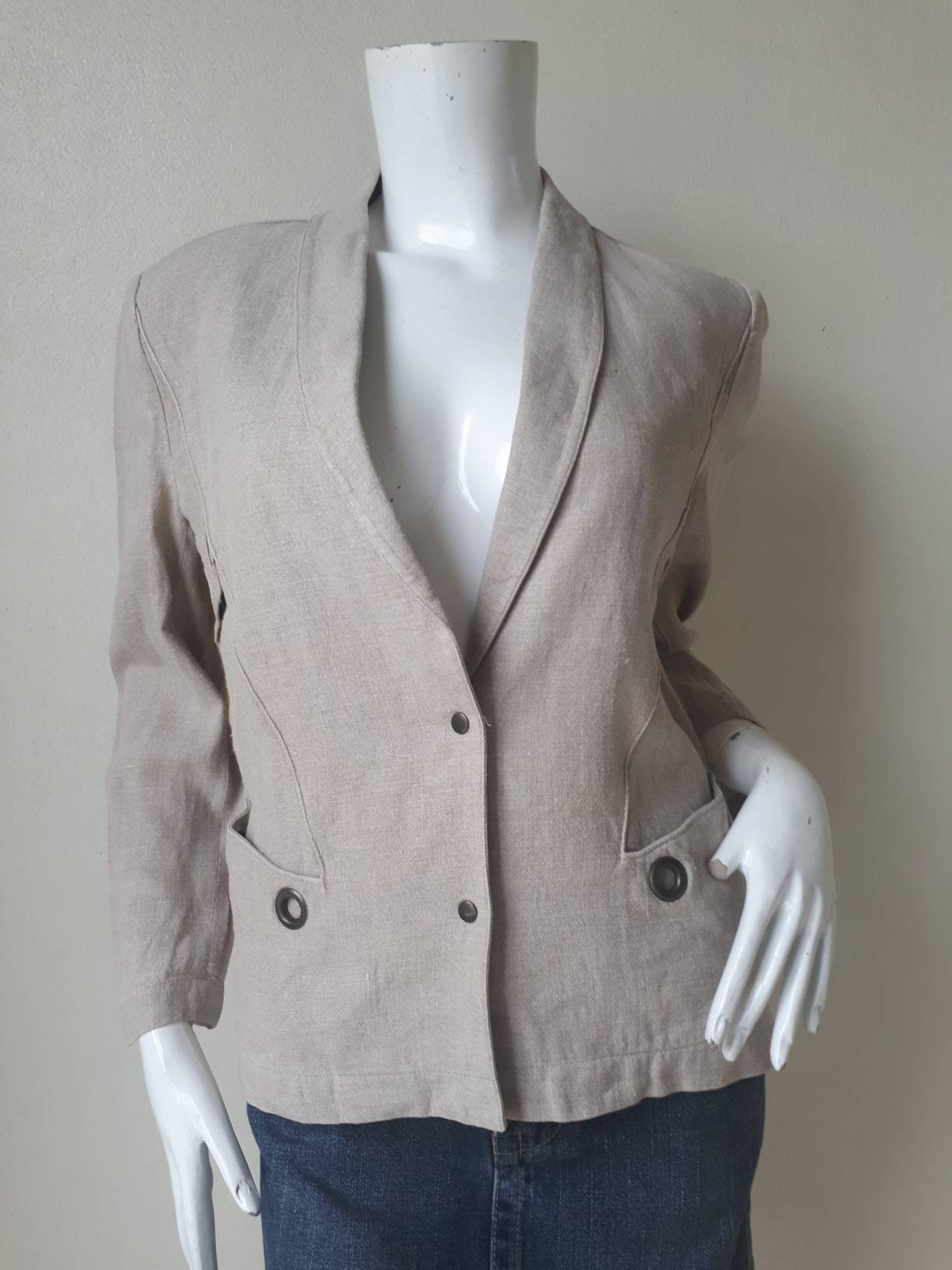 ティエリーミュグレーの麻のジャケット ヴィンテージ ティエリーミュグレー ブレザー / リネンジャケット