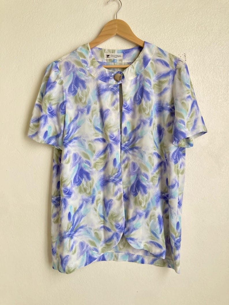 Vintage Courreges-blus med tryck, storlek 9AR, Japan bild 1