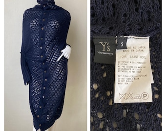 Rare! Y's for living by Yohji Yamamoto  Knited Dress / Asymmetric navy blue dress Size 3 will fit S