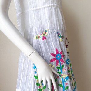 Vtg 70s cotton ethnic indian bohemian peasant mini dress size L image 4