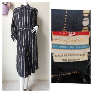 Vintage Dress Made in Switzerland Black Dress Size 46