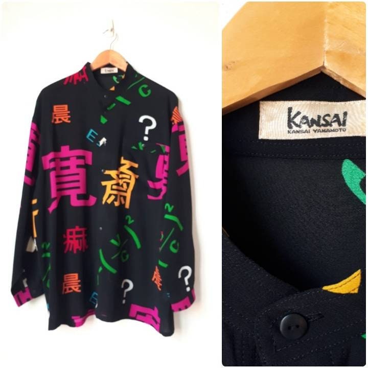 Kansai Yamamoto Vintage Multicolor Graphic Embroidered Applique Cowl K –  Amarcord Vintage Fashion