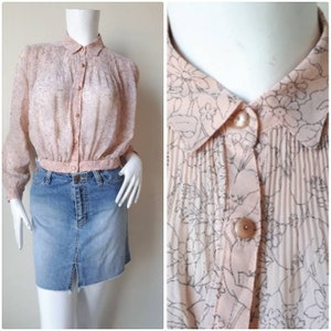 Vintage Chiffon Bluse Gr. 9 S-M / Vintage Cheer Bluse