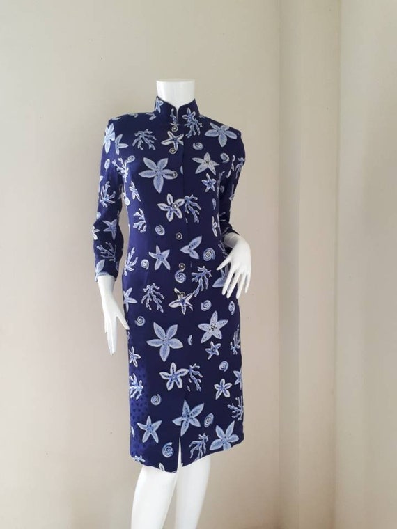 1970s 1980s Hanae Mori Dress /  Silk Dress Size 3… - image 1