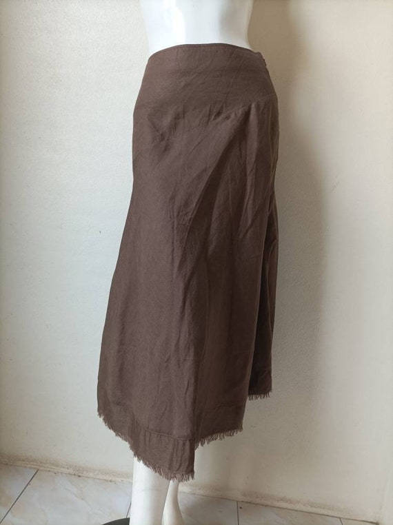 Vintage Eddie Bauer A Skirt / Brown Linen Skirt S… - image 4