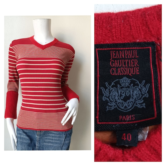 Jean-paul GAULTIER CLASSIQUE Striped Rib Knit Sweater Size 40 - Etsy