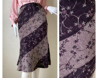 90年代の花柄スカート / ウールの花柄スカート サイズ9 日本 ウエスト26