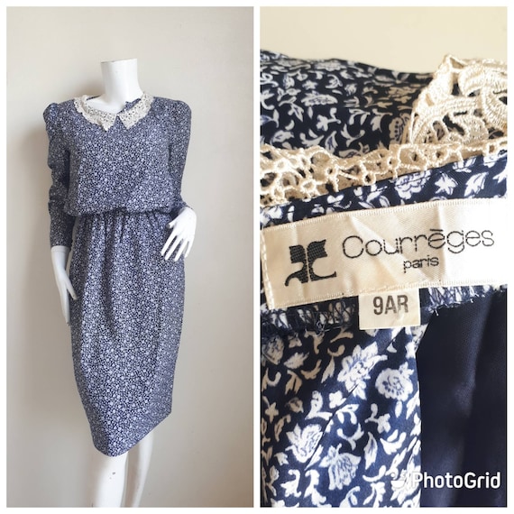 Courrèges, Vintage Courreges Floral dress Size 9 S-M Made in Japan