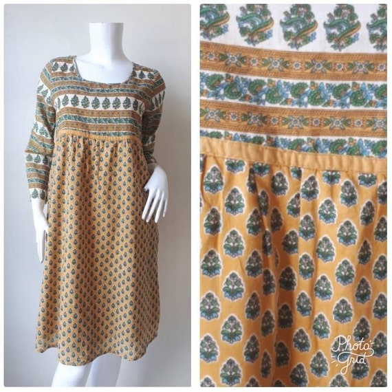 70s Vintage Indian Cotton Gypsy Gauze Festival Hip