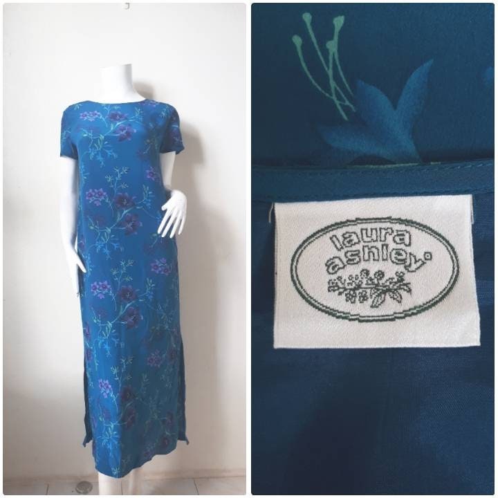 Laura Ashley Maxi Dress. Silk Floral Print Dress Size S - Etsy