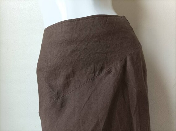 Vintage Eddie Bauer A Skirt / Brown Linen Skirt S… - image 5