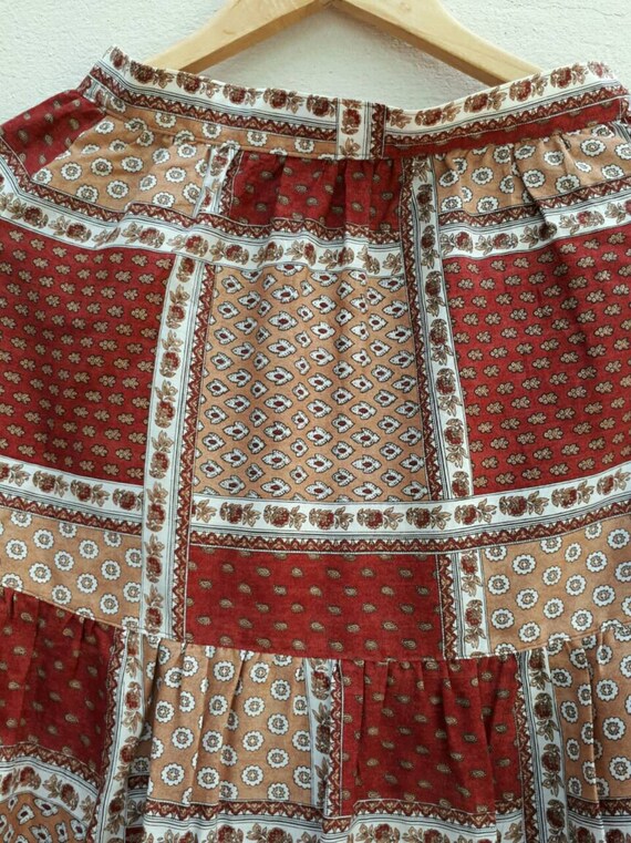 Vintage 60s 70s cotton bohemian patchwork skirt/ … - image 5