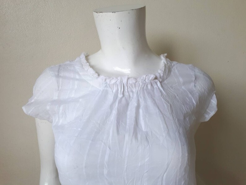 Vtg 70s cotton ethnic indian bohemian peasant mini dress size L image 3
