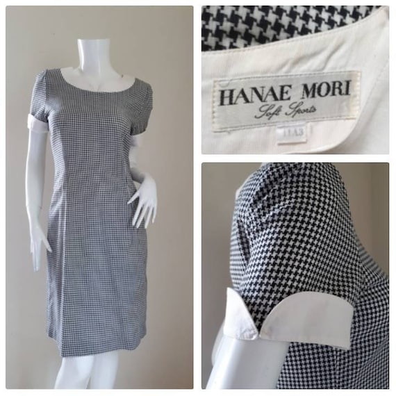 Vintage HANAE MORI Black and White Dress Size 11A3