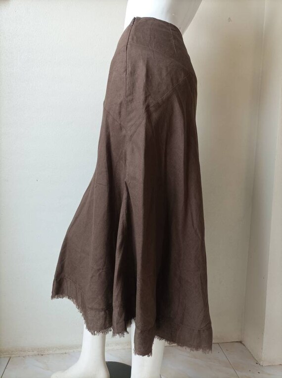 Vintage Eddie Bauer A Skirt / Brown Linen Skirt S… - image 10