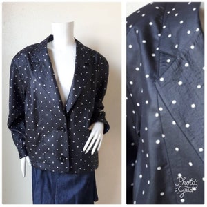 Vintage Women Jacket // Polka dot Blazer Size L