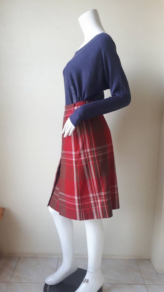 DAKS LONDON Red Tartan Plaid Skirt Size Small. - image 4