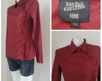 Vintage Jean Paul Gaultier Red  Shirt Size 40/ Women Zipper red shirt/ Will fit Small - Medium.