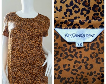 80's Iconic Saint Laurent Leopard Blouse Size 36 Small - Medium