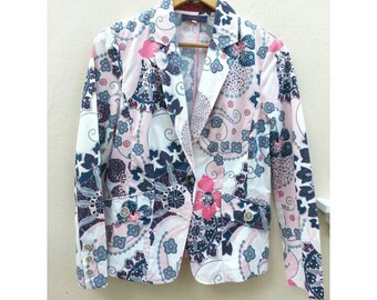 Vintage Kenzo Jeans Blazer / Blümchenjacke Größe 40
