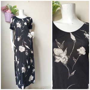 Vintage Omo Norma Kamali Chiffon floral Dress Size 9 Medium