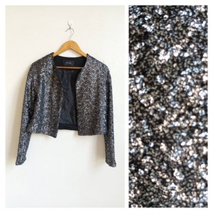 Vintage Mary Quant Sequin Strechy open front Jacket Free Size