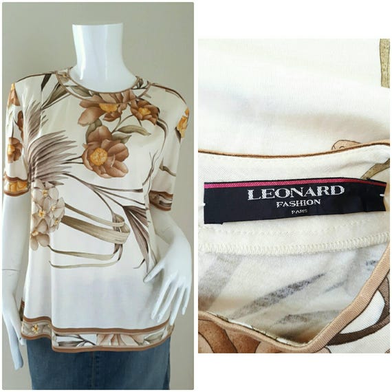 Sale! Vintage 80s LEONARD PARIS Floral Top/ Bright